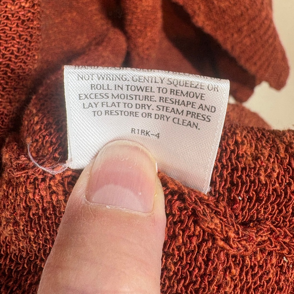 Eileen Fisher Linen Blend Open Front Cardigan Large Burnt Orange Classic Mature - Picture 6 of 8